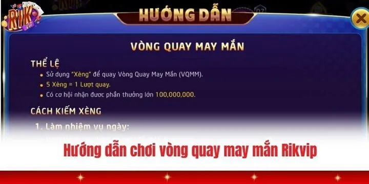 Giới hạn chơi vòng quay may mắn Rikvip mỗi ngày